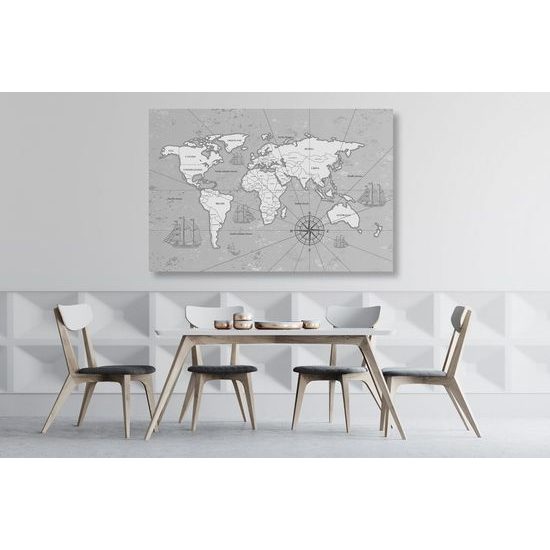 Parafa kép fekete-fehér világtérkép kalandoroknak