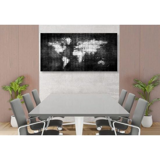 Parafa kép futurisztikus világtérkép fekete-fehérben