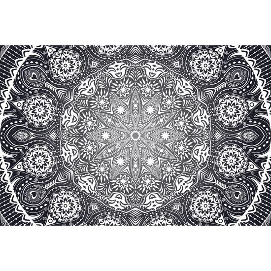 Öntapadó tapéta fekete-fehér luxus Mandala