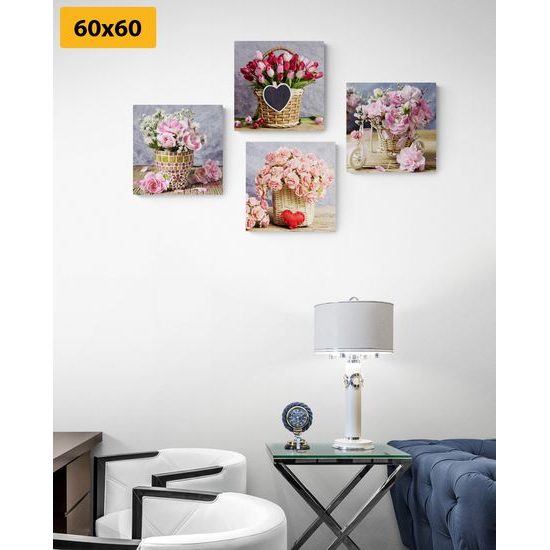 Képszett virágok vintage stílusban