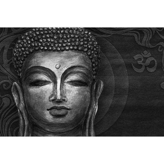 Eredeti fekete-fehér tapéta Buddha arcáról