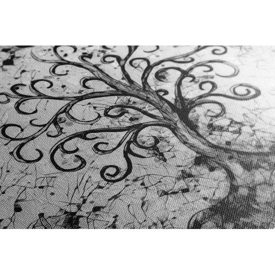 Kép életfa szimbóluma fekete-fehér kivitelben