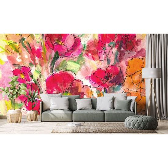 Öntapadó tapéta érdekes virág festmény