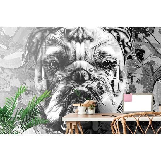 Fekete-fehér bulldog tapéta pop art kivitelben