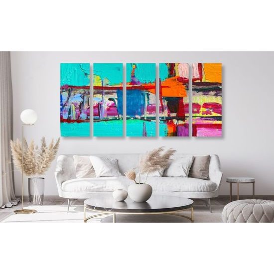 5 részes kép színek absztrakt keveréke