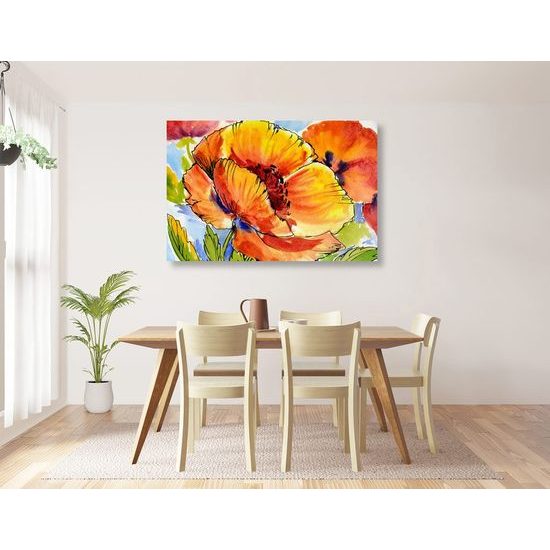 Kép festett piros pipacsok