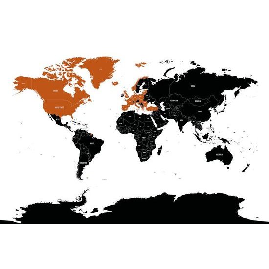 Öntapadó tapéta érdekes térkép fehér alapon egy narancssárga részlettel
