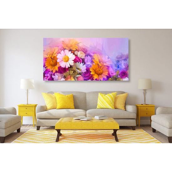 Kép sokszínű virágok művészi festménye