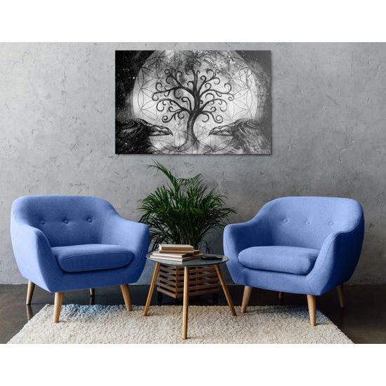 Kép mágikus életfa fekete-fehér kivitelben