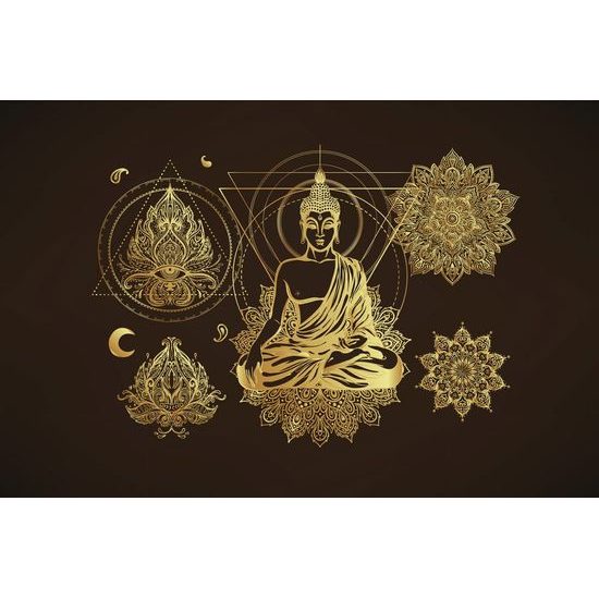Öntapadó tapéta Meditáló Buddha arany kivitelben