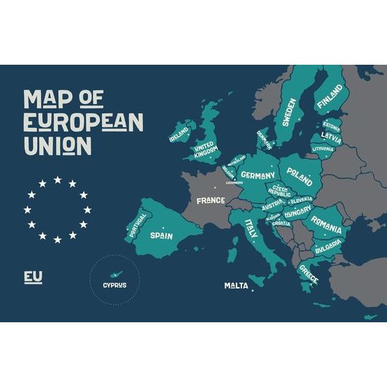 Öntapadó tapéta az Európai Unió térképe modern kivitelben
