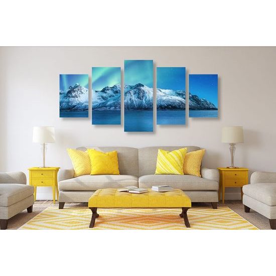 5 részes kép sarki fény a sarkvidéki gleccser felett