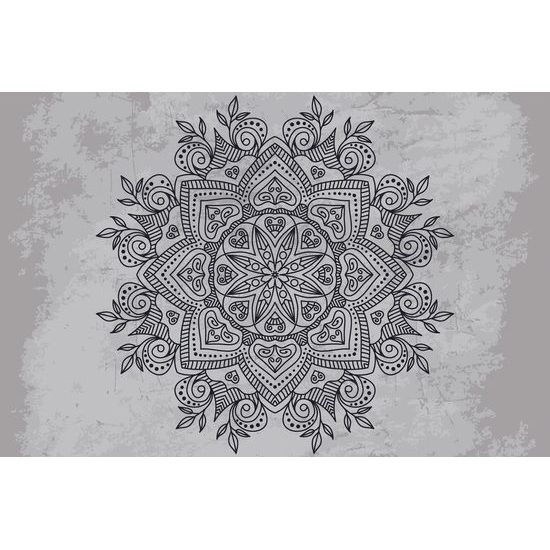 Tapéta ősi Mandala fekete-fehérben