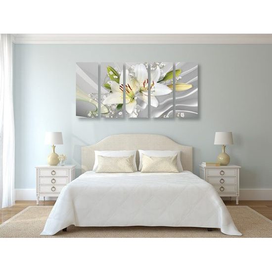 5 részes kép egyedi fehér liliom