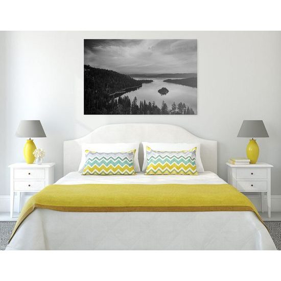 Kép nyári naplemente fekete-fehér kivitelben