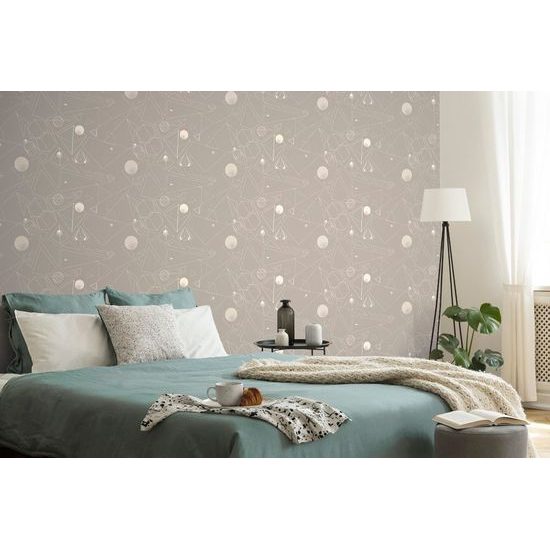 Öntapadó tapéta finom geometriai elemek szürke alapon