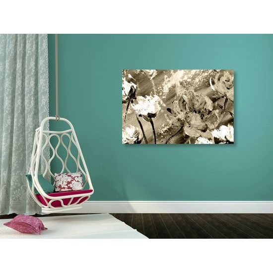 Kép virág csodálatos festett absztrakciója szépia kivitelben