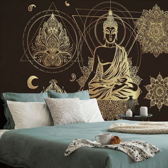 Tapéta Meditáló Buddha arany kivitelben