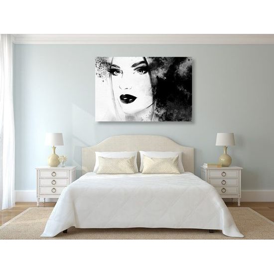 Kép női szépség portréja fekete-fehér kivitelben