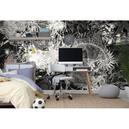 Öntapadó tapéta egyedi absztrakció fekete-fehér kivitelben