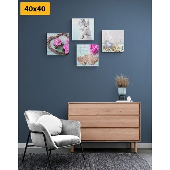 Képszett aranyos vintage elemek