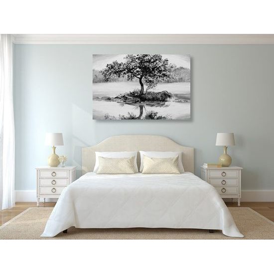 Kép cseresznyefa magában fekete-fehér kivitelben