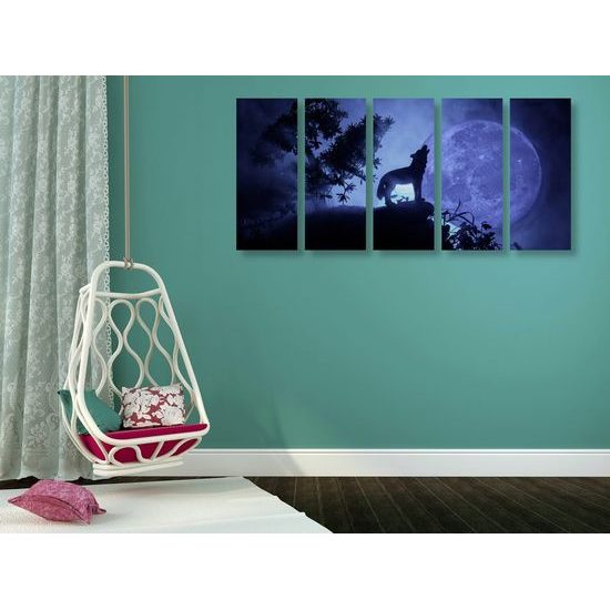 5 részes kép Holdra üvöltő farkas