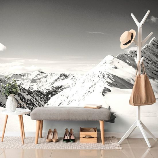 Öntapadó fotótapéta fekete-fehér dombok hóval borítotva