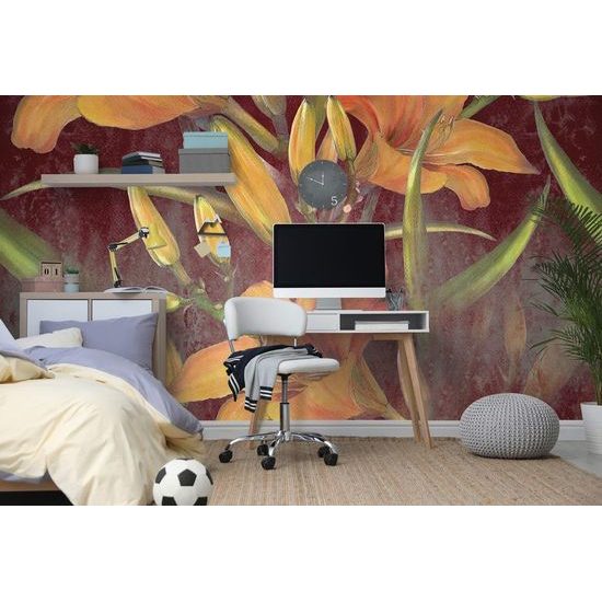 Virágzó liliom festmény öntapadó tapéta