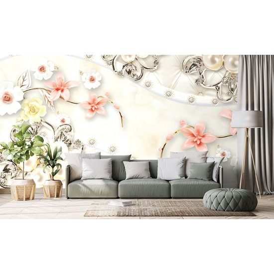 Öntapadó tapéta elegáns ékszer virágokkal