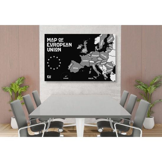 Parafa kép fekete-fehér térkép az Európai Unió országairól