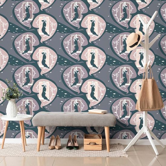 Tapéta egy gyönyörű nő ábrázolása sötét változatban