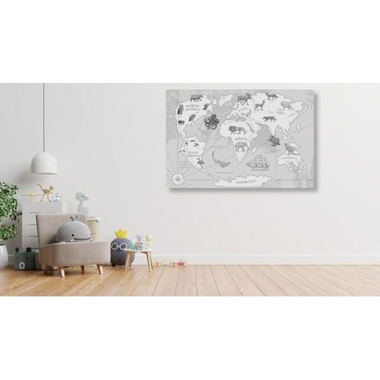 Parafakép fekete-fehér rajz világtérkép állatokkal
