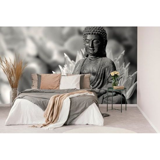 Öntapadó fotótapéta Buddha szobor fekete-fehérben