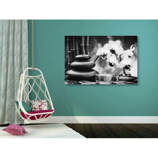 Kép természeti wellness csendélet fekete-fehér kivitelben