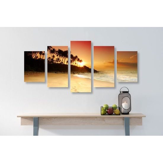 5 részes kép naplemente a sziget mögött