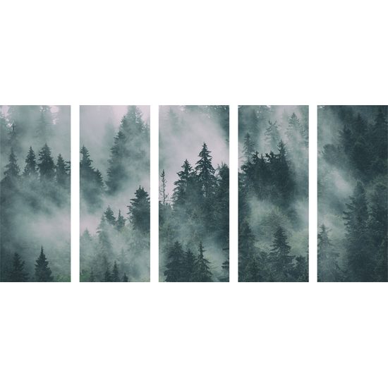 5 részes kép ködbe burkolt fák