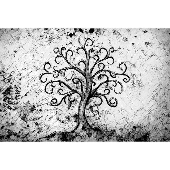 Kép életfa szimbóluma fekete-fehér kivitelben