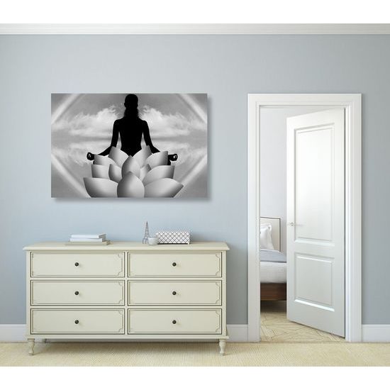 Kép meditációs torna fekete-fehér kivitelben