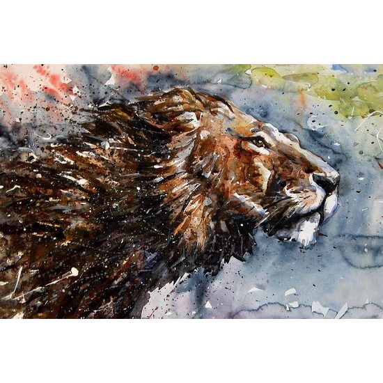 Öntapadó tapéta festmény egy hatalmas oroszlánról