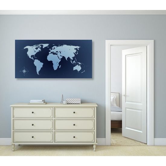 Parafa kép modern világtérkép kék kivitelben