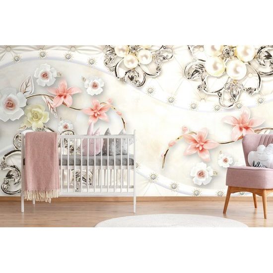 Öntapadó tapéta elegáns ékszer virágokkal