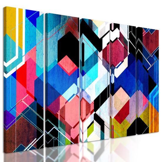 5 részes kép alakzatok futurisztikus absztrakciója