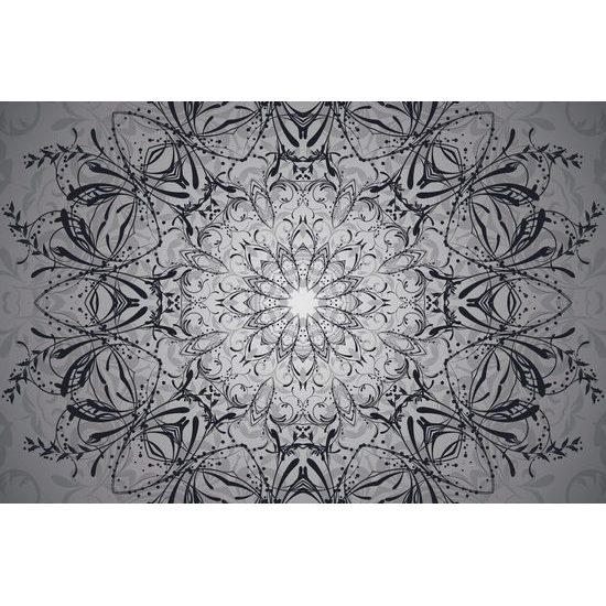 Tapéta gyönyörű mandala fekete-fehér kivitelben
