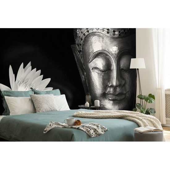 Öntapadó fotótapéta a csodálatra méltó Buddha fekete-fehér arca