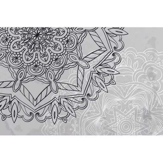 Öntapadó tapéta jég Mandala fekete-fehérben