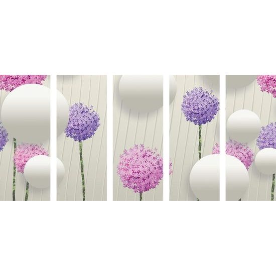 5 részes kép absztrakt réti virágok