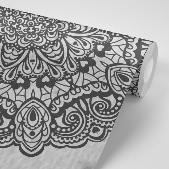 Öntapadó tapéta gyönyörű mintás mandala fekete-fehérben