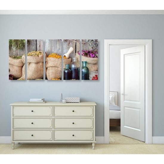 5 részes kép mezei gyógynövények