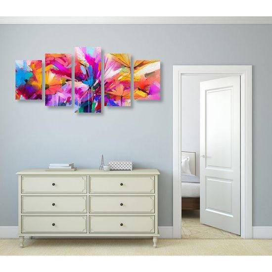 5 részes kép sokszínű virágok absztrakciója